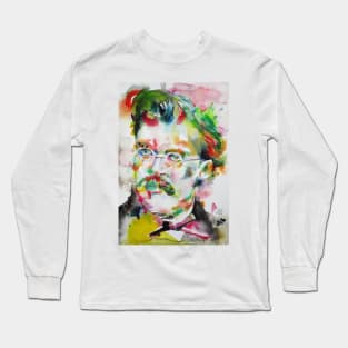 FRIEDRICH NIETZSCHE watercolor portrait .9 Long Sleeve T-Shirt